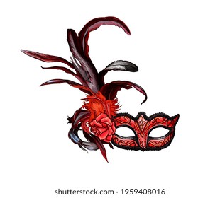 Carnival venetian mask from a splash of watercolor, colored drawing, realistic. Vector illustration of paints