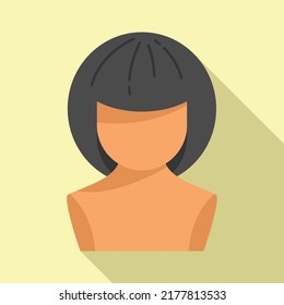 Carnival wig icon flat vector. Long hair. Trendy fashion