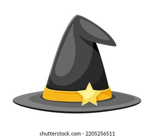 Carnival Witch Pointed Hat with Belt as Head Accessory for Festive Party Celebration Vector Illustration