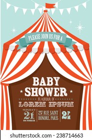 carnival/circus tent baby shower invitation card template vector/illustration