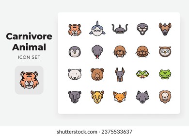 carnivore animal vector icon design set