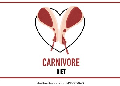 Carnivore diet banner template. Red meat diet. Weight loss meal, healthy eating. No vegetables dishes restaurant menu. Zero carb diet. Love carnivore diet vector concept