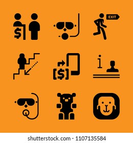 carnivore, fixing, dog and aqua icon set. Vector illustration for web and design.