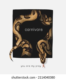 carnivore slogan with python in square frame vector illustraion