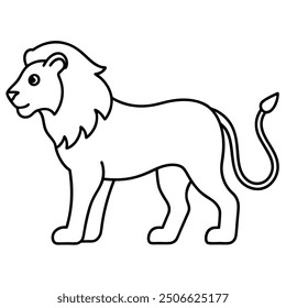 Carnivores Lion Silhouette Line Art Vector Illustration.