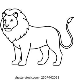 Carnivores Lion Silhouette Line Art Vector Illustration.