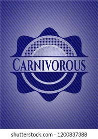 Carnivorous badge with denim texture
