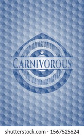 Carnivorous blue hexagon emblem. Vector Illustration. Detailed.