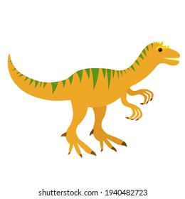Carnivorous dinosaur allosaurus in cartoon style, cute big prehistoric animal vector illustration