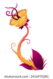 Carnivorous plant. Cartoon flytrap or flower predator. Angry flower monster plant icon. Vector illustration