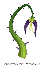 Carnivorous plant. Cartoon flytrap or flower predator. Angry flower monster plant icon. Vector illustration