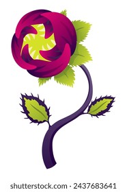 Carnivorous plant. Cartoon flytrap or flower predator. Angry flower monster plant icon. Vector illustration