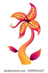 Carnivorous plant. Cartoon flytrap or flower predator. Angry flower monster plant icon. Vector illustration