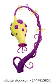 Carnivorous plant. Cartoon flytrap or flower predator. Angry flower monster plant icon. Vector illustration