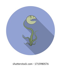 carnivorous plant cartoon long shadow icon. Simple color vector of Prehistoric icons for ui and ux, website or mobile application