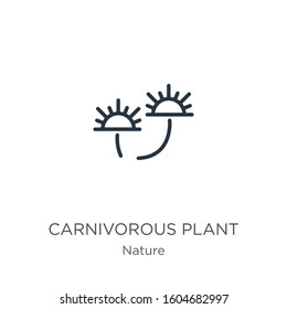 Carnivorous plant icon. Thin linear carnivorous plant outline icon isolated on white background from nature collection. Line vector sign, symbol for web and mobile