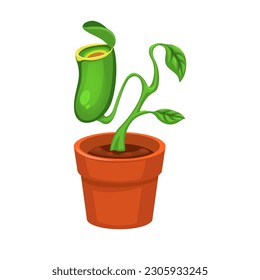 Carnivorous Plant on Pot Cartoon illutration vector