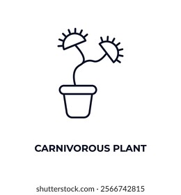 carnivorous plant outline icon. Linear vector from nature concept. Thin line carnivorous plant icon isolated on white background