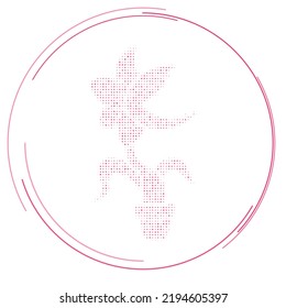 The carnivorous plant symbol filled with pink dots. Pointillism style. Vector illustration on white background