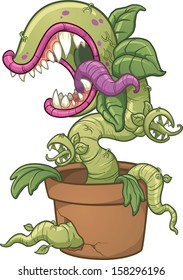 Carnivorous plant. Vector clip art illustration with simple gradients. All in a single layer. 