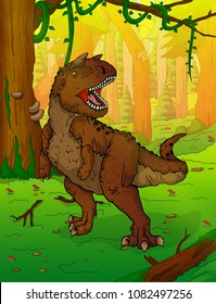 Carnotaur on the background of forest