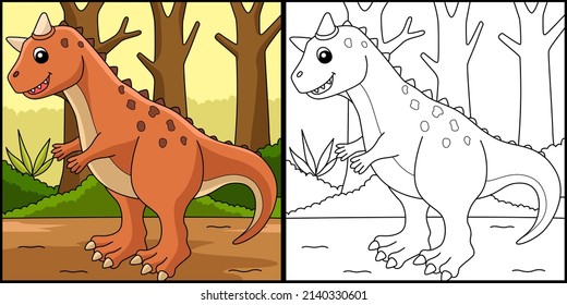 Carnotaurus Dinosaur Coloring Page Illustration