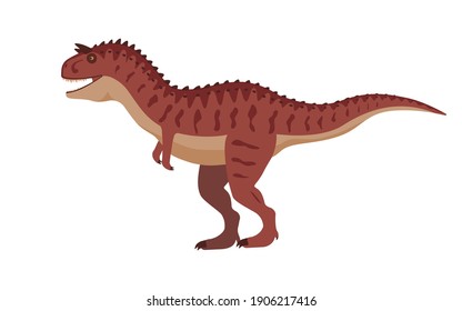 Carnotaurus dinosaur. Vector illustration of a prehistoric dinosaur carnotaurus isolated on a white background. Side view, profile.