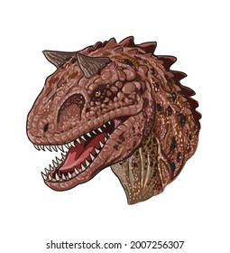 carnotaurus head drawing, art.illustration, vector