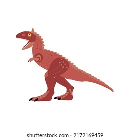 Carnotaurus Isolated over White. Vector Illustration of Nature Dinosaur Animal.