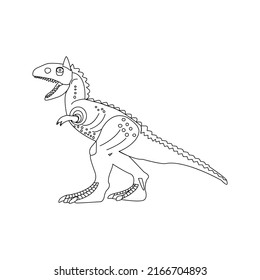 Carnotaurus Line Colouring Book. Vector Illustration of Nature Dinosaur Animal.