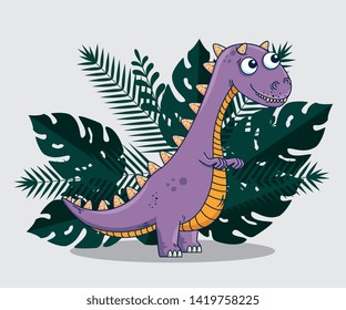 carnotaurus wild dinosaur with branches leaves plants