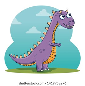 carnotaurus wild dinosaur character with clouds