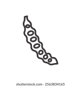 Carob Icon Depicting a Pod and Seeds in Black and White