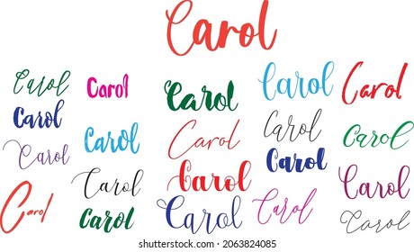 Carol Girl Name in Multi Fonts Typography Text