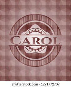 Carol red emblem with geometric pattern. Seamless.