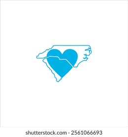 Carolina Love map logo in blue and white background