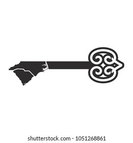 carolina map form a key shape, vector logo.
