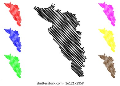 Carolina municipality (Commonwealth of Puerto Rico, Porto Rico, PR, Unincorporated territories of the United States) map vector illustration, scribble sketch Carolina map