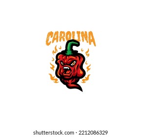 Carolina reaper chili cartoon scary