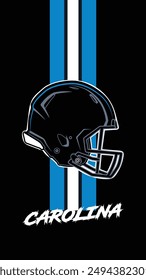 Carolina Team Colored Football helmets Stripes Black Background