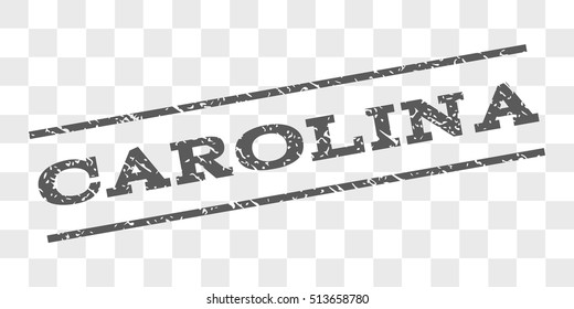 Carolina watermark stamp. Text tag between parallel lines with grunge design style. Rubber seal stamp with dust texture. Vector grey color ink imprint on a chess transparent background.