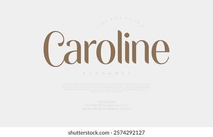 Caroline typography beauty fashion elegant minimalist serif italic fonts decorative wedding vintage retro logos. Minimal luxury font alphabet logo. Vector illustration