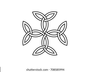 Carolingian cross. Triquetra symbol. Vector illustration