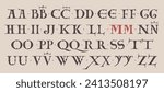 Carolingian Majuscule alphabet. Old Romanesque font from 13th century.  Square Capitals from medieval manuscript. Upper-case lettering, the base for Lombardic capitals. Elegant classic serif font.