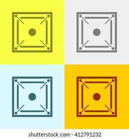 Carom Board Icon on Four Different Backgrounds. Eps-10.