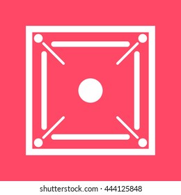 Carom Board white icon on magenta color background. Eps-10.
