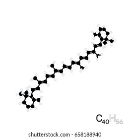 Carotene model molecule. Isolated on white background. Vector illustration. Flat style.