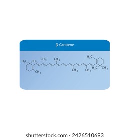 Skelettstrukturdiagramm für β-Carotin. Wissenschaftliche Darstellung des zusammengesetzten Moleküls auf blauem Hintergrund.
