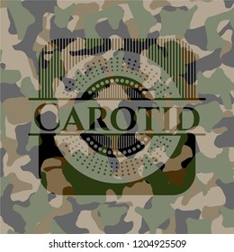 Carotid written on a camouflage texture