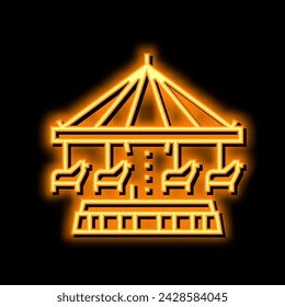 carousel amusement park neon light sign vector. carousel amusement park illustration